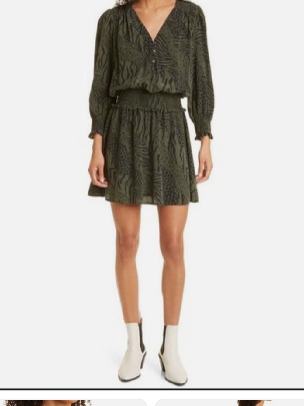 Rails Olive Green Animal Printed Tiered Mini Skirt